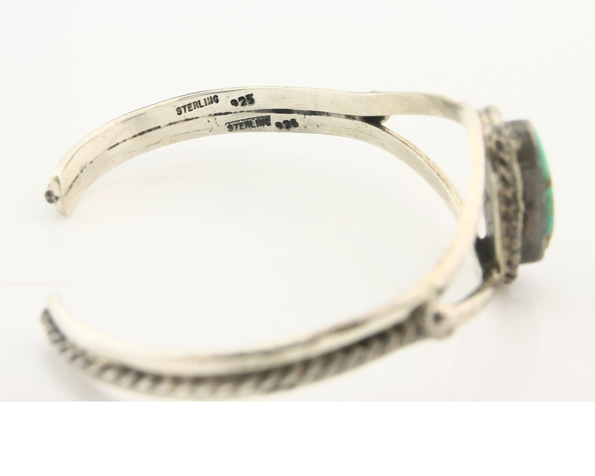 Vintage Navajo Bracelet 925 Silver Turquoise Tranditional Handmade Signed Gecko