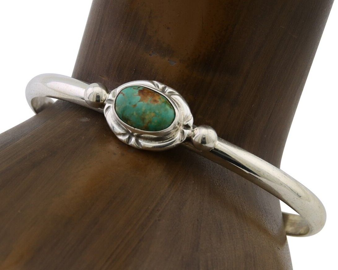 Navajo Bracelet 925 Silver Natural Turquoise Native American Artist C.80's