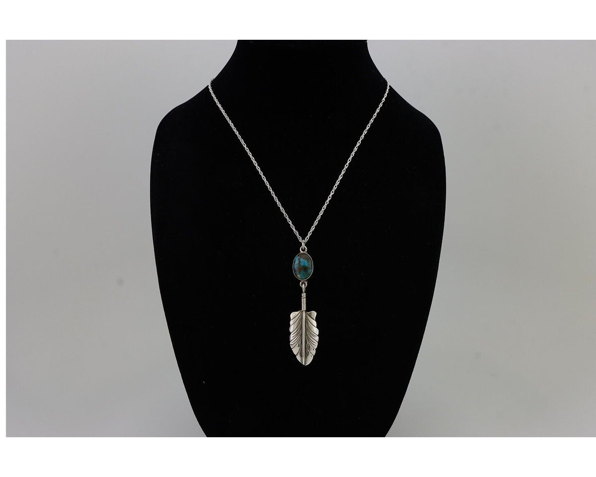 Navajo Turquoise Necklace 925 Silver Artist Signed M Montoya C.80's
