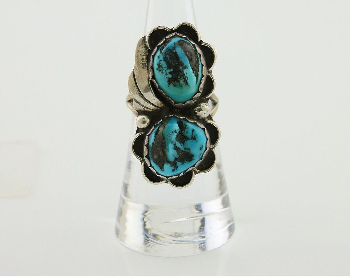 Navajo Handmade Ring 925 Silver Turquoise Artist Signed F C.80's