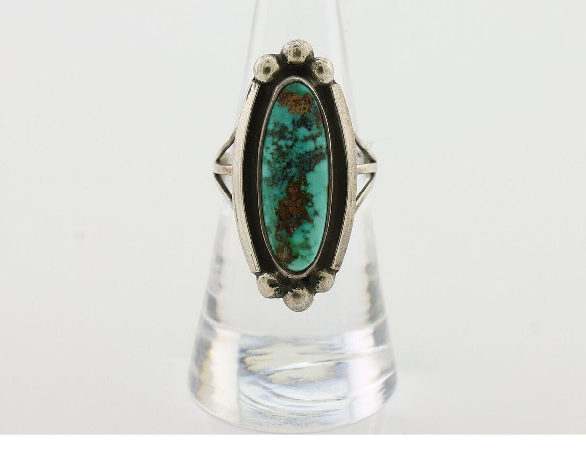 Navajo Royston Turquoise Ring 925 Silver Native Artist Signed Sunrise C.80's