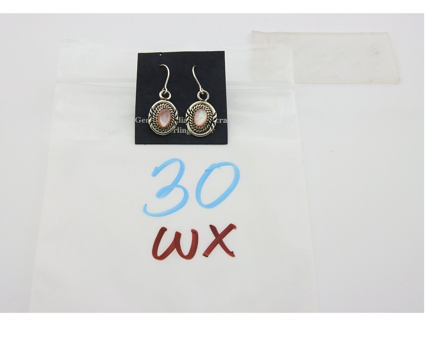 Navajo Earrings 925 Silver Handmade Natural Lapis Artist Signed B.J. Guerro C80s