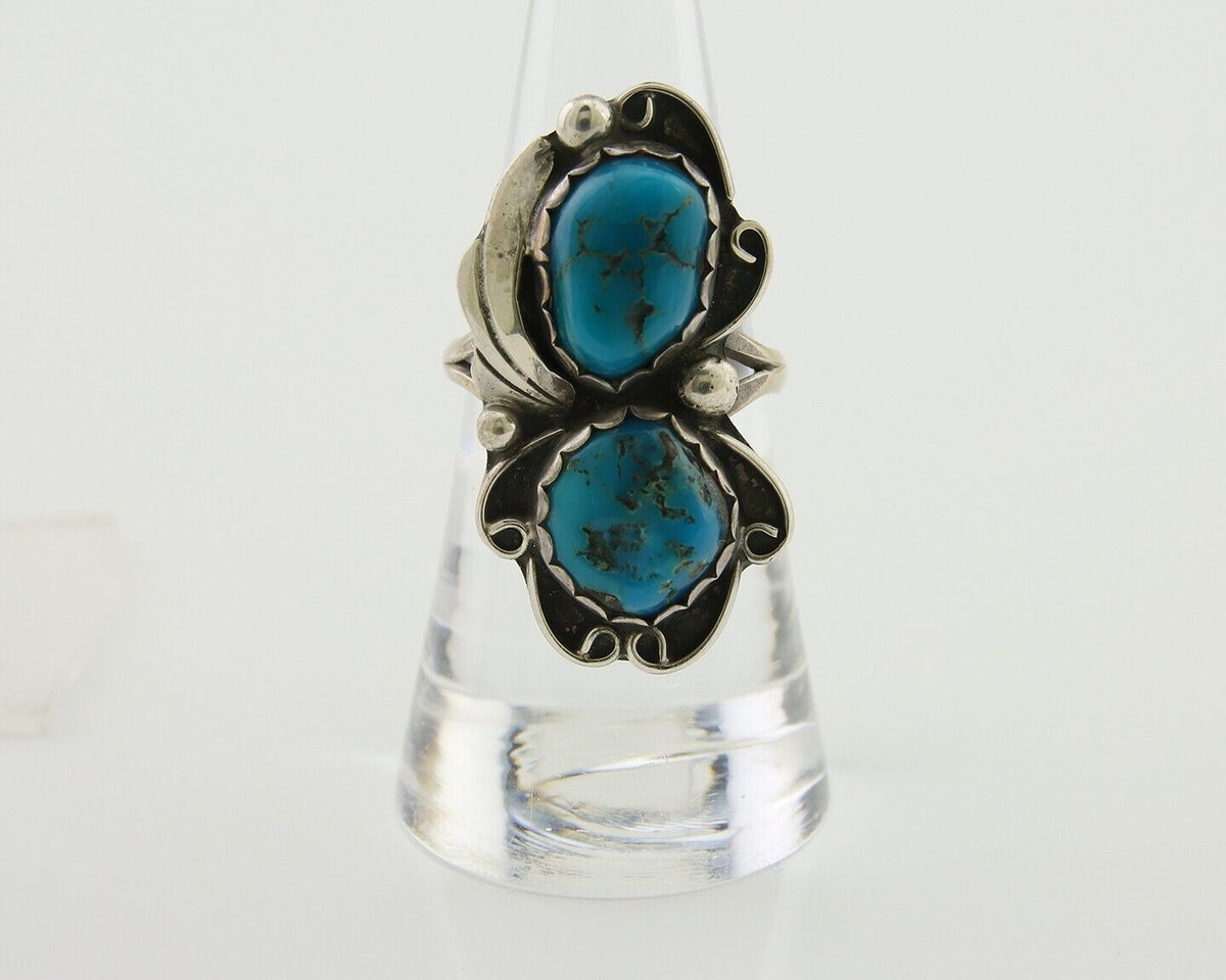 Navajo Ring 925 Silver Blue Turquoise Artist Signed Zazzie C.80's