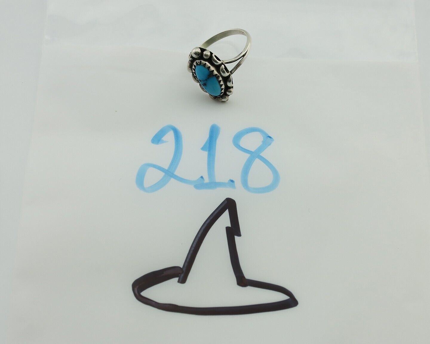 Navajo Handmade Ring 925 Silver Sleeping Beauty Artist Signed SC C.80's