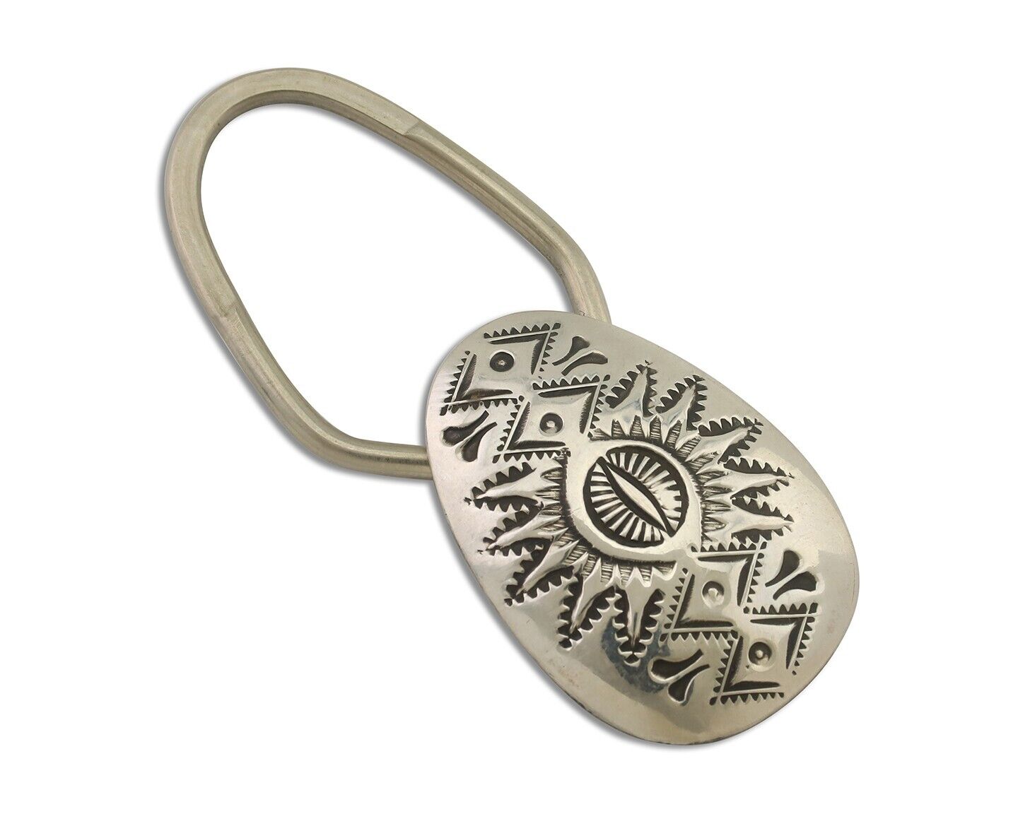 Navajo Hand Stamped Key Chain .925 Silver Handmade Native American Artist C.80's