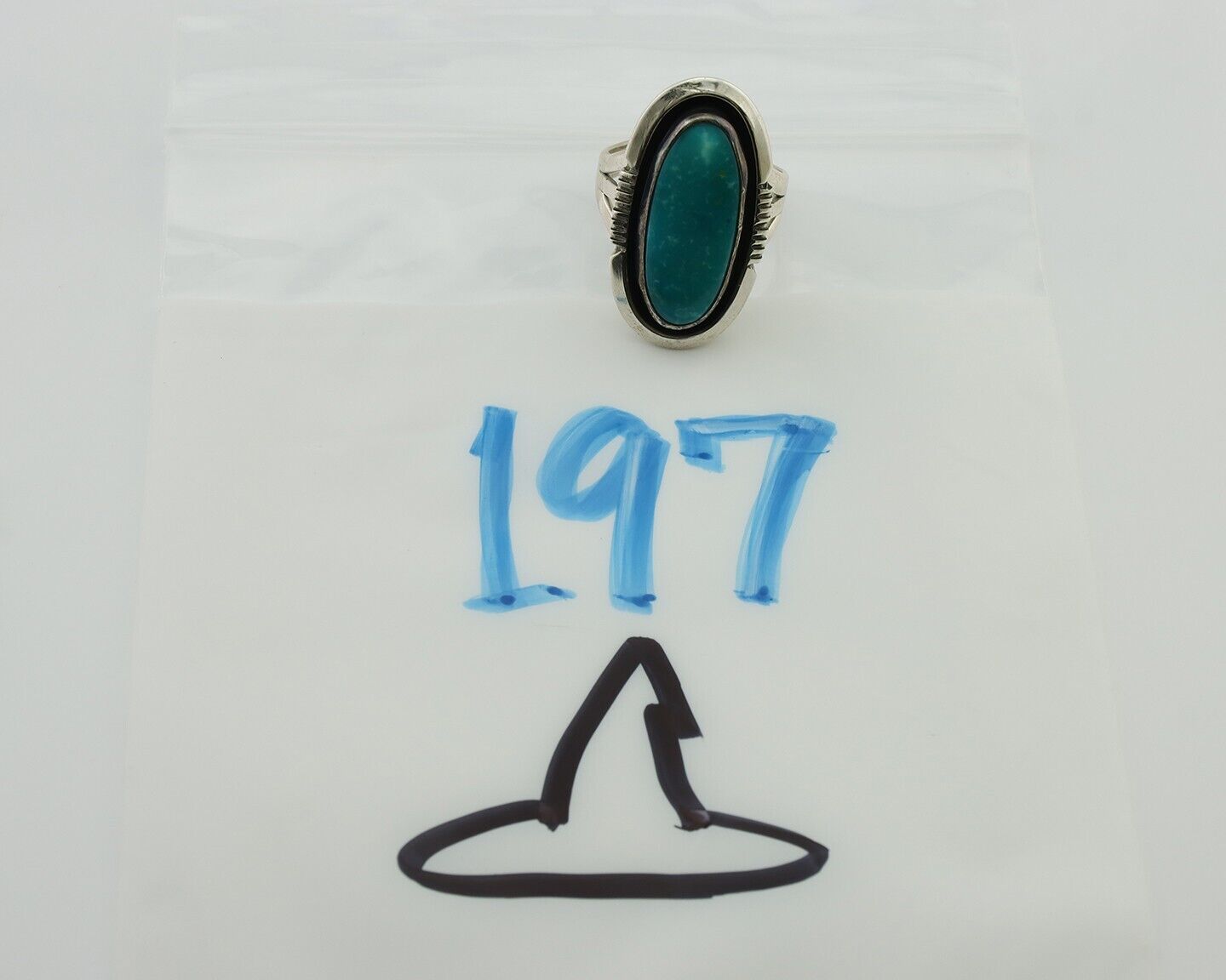 Navajo Ring 925 Silver Natural Kingman Turquoise Native American Artist C.80's