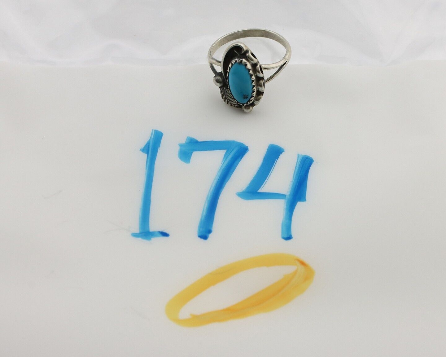 Navajo Ring 925 Silver Sleeping Beauty Turquoise Signed SkyStone Creations C80s