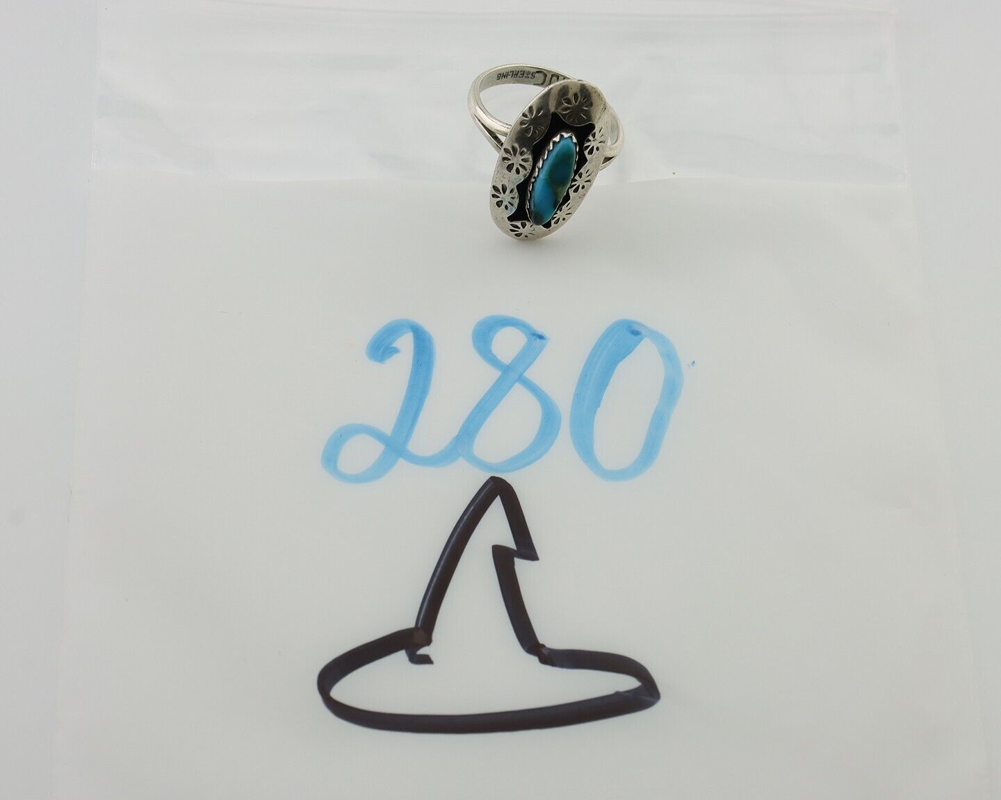 Navajo Ring 925 Silver Natural Blue Turquoise Signed IJC C.80's
