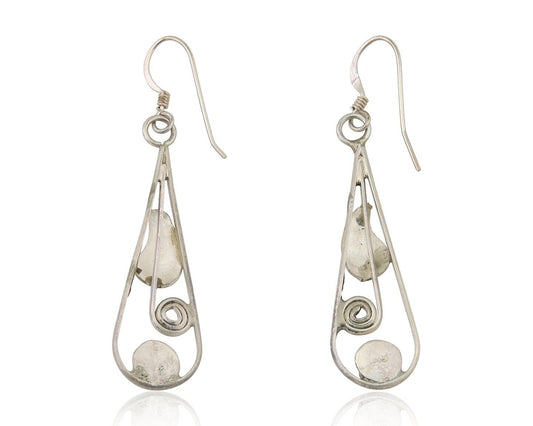 Navajo Dangle Earrings 925 Silver Natural Blue Turquoise Artist Signed JB C.80's