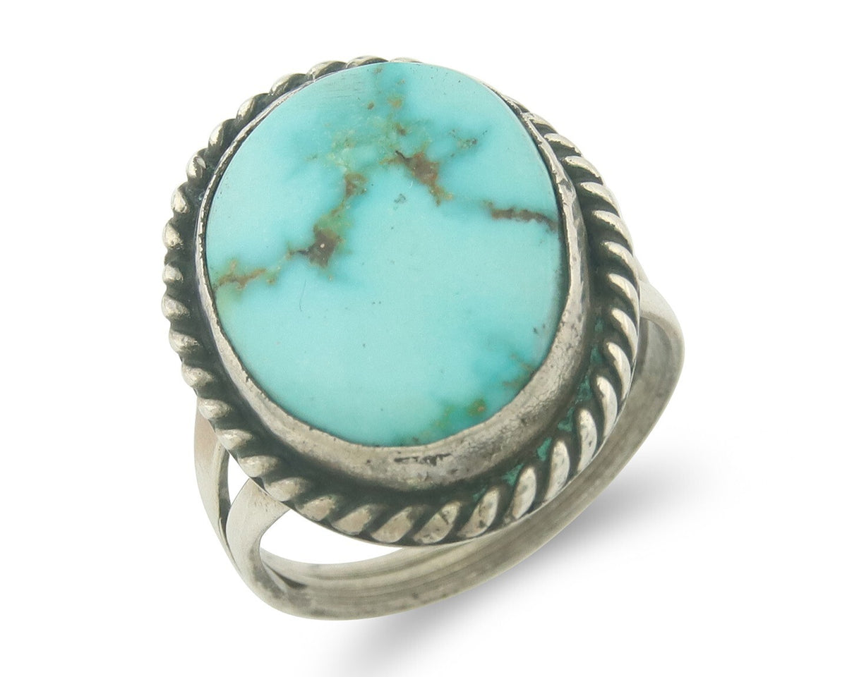 Vintage Navajo Ring 925 Sterling Authentic Santa Rita Turquoise Size 6.5