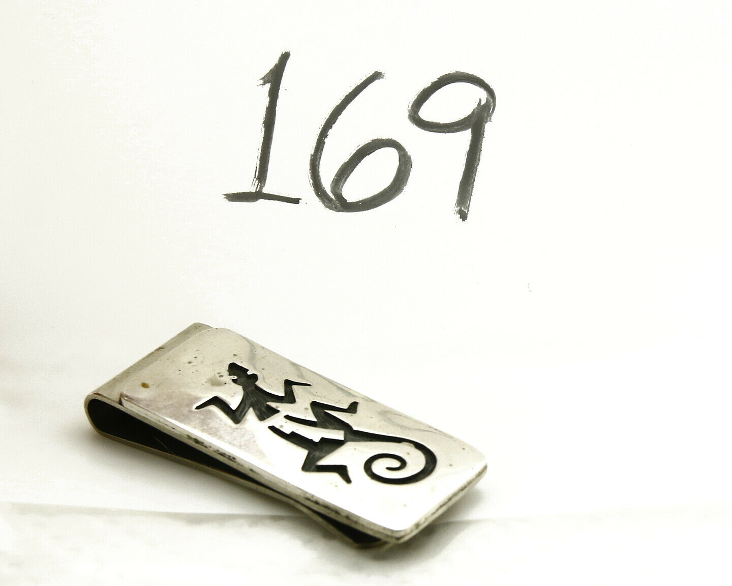 Navajo Money Clip .925 Silver & Nickle Hand Stamped Artist Pooyouma C.80's