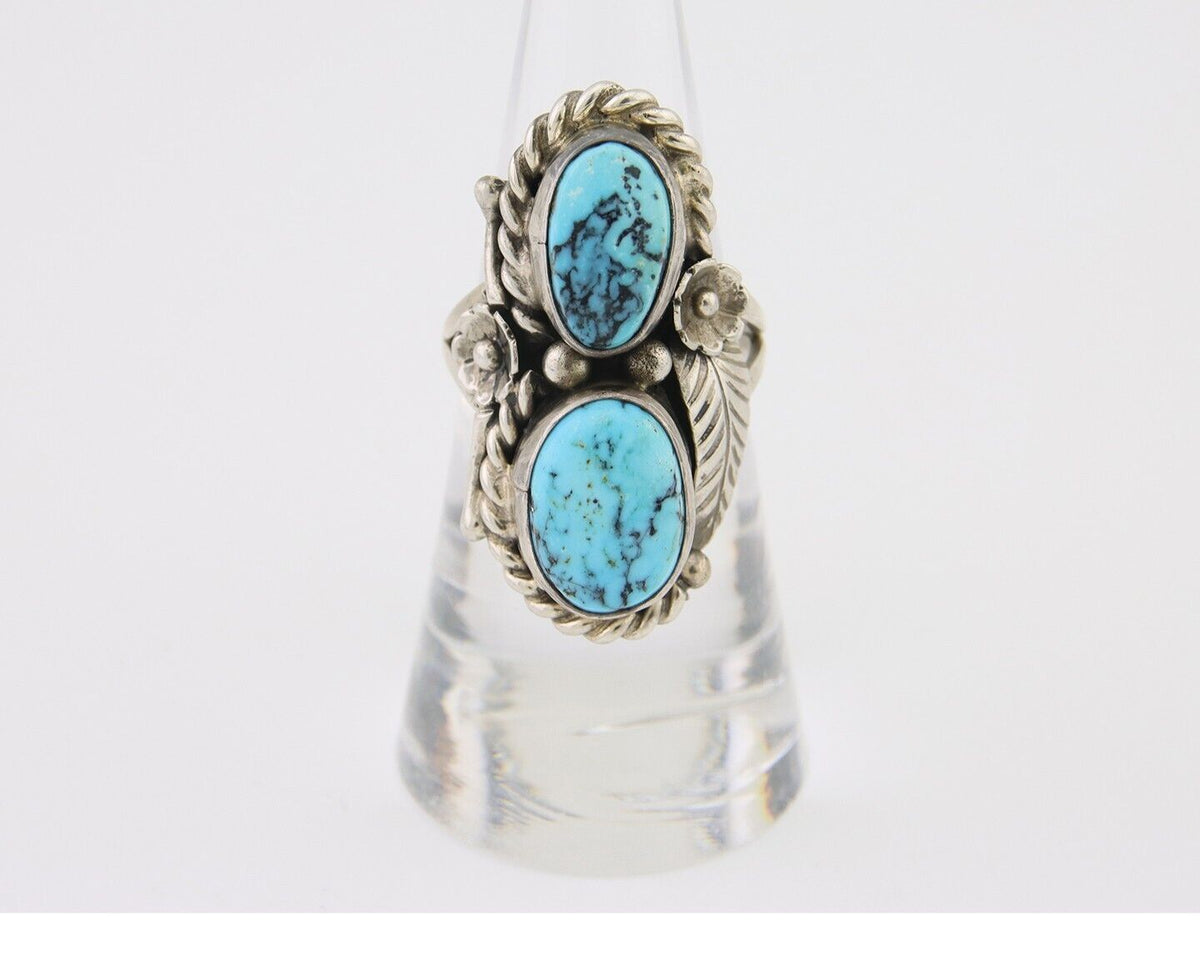 Navajo Ring 925 Silver Natural Blue Turquoise Native American Artist C.80's