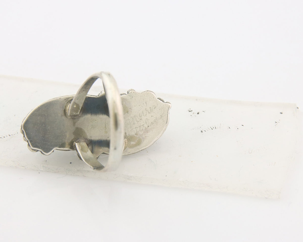 Vintage Navajo Ring 925 Sterling Natural Gemstones Signed Justin Morris Sz 7.75