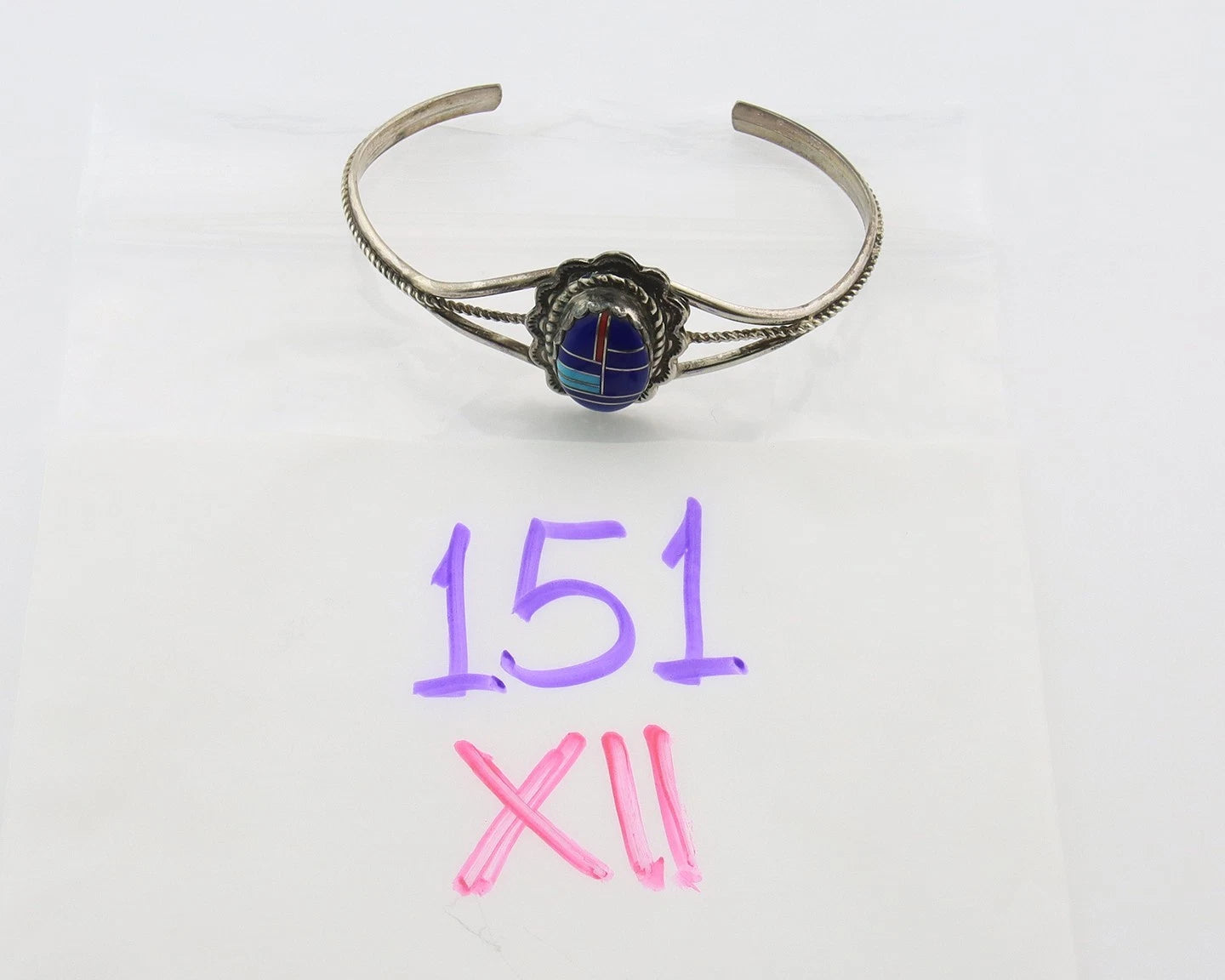 Navajo Cuff Bracelet Sterling Silver Handmade Vintage Gemstone