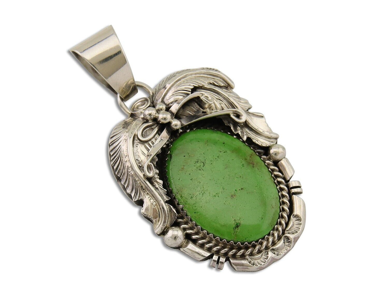 Navajo Pendant 925 Silver Natural Mojave Turquoise Signed E Kee C.80's