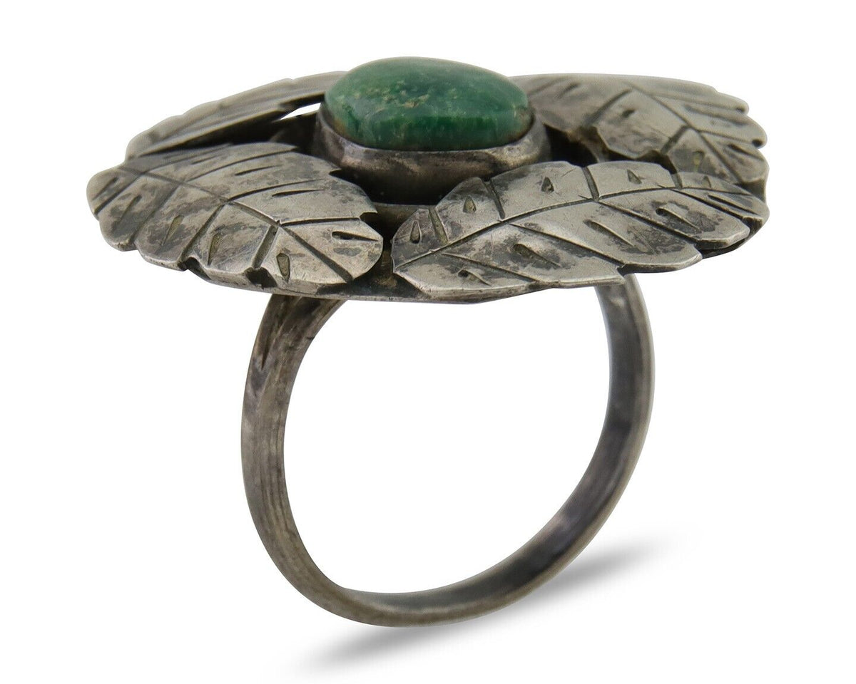 Vintage Navajo Handmade Ring 925 Silver Turquoise Native Artist Size 7.75