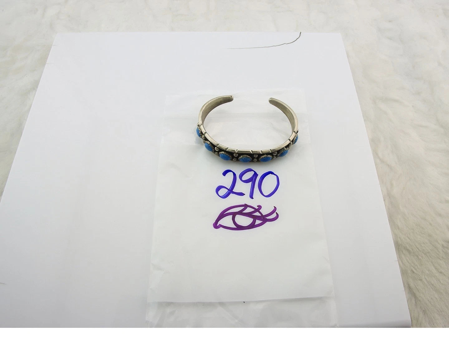 Navajo Cuff Bracelet Sterling Silver Natural Denim Lapis Vintage Handmade