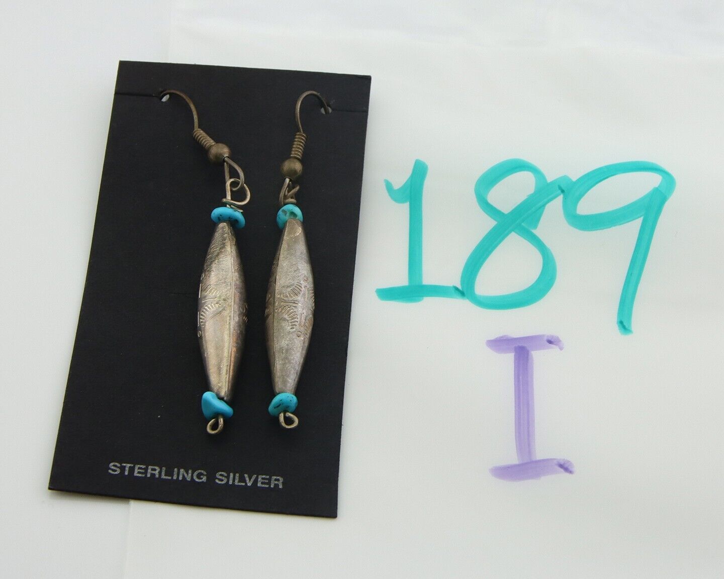 Navajo Earrings 925 Silver Natural Turquoise Native American Artist C.80's