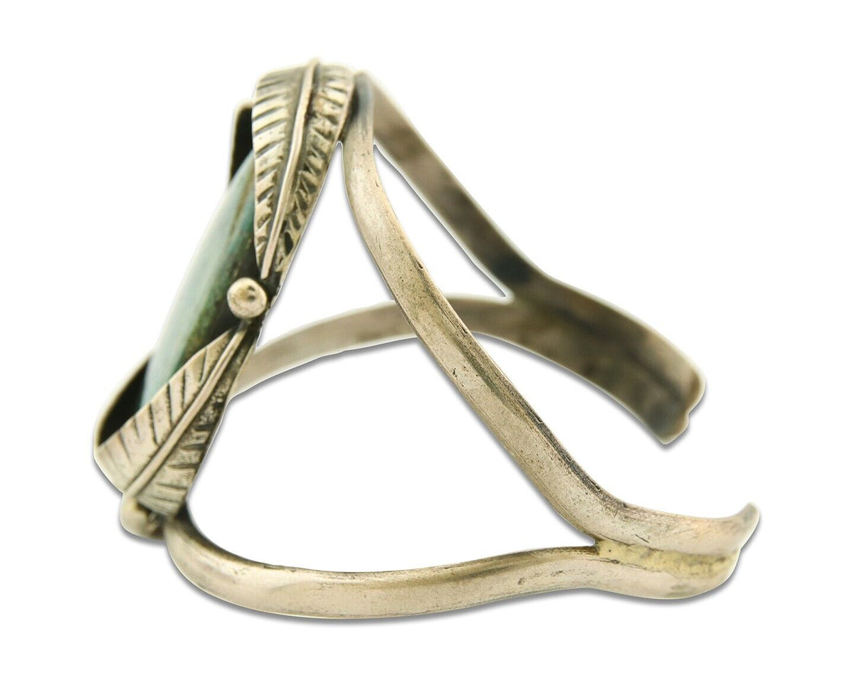 Vintage Navajo Bracelet 925 Silver Natural Aqua Turquoise Native American Artist