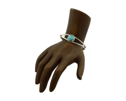 Navajo Bracelet 925 Silver Sleeping Beauty Turquoise Native Artist C.80's