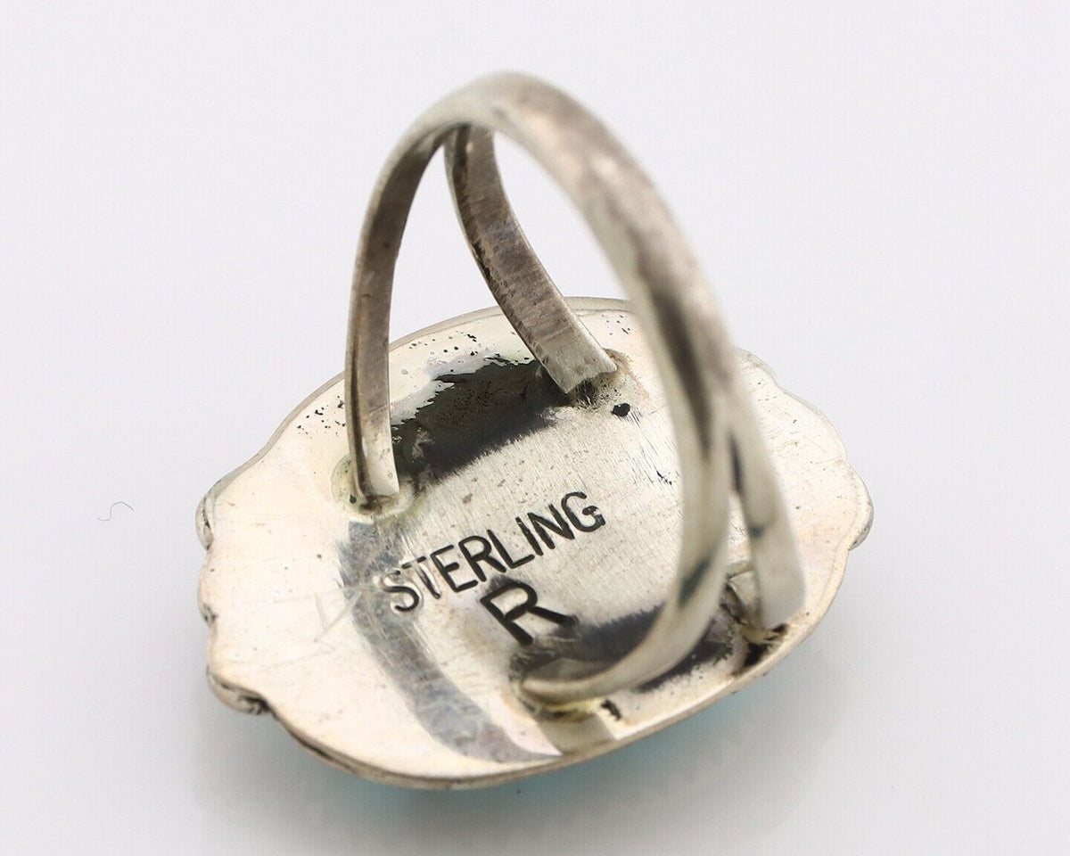 Navajo Ring 925 Silver Blue Turquoise Artist Signed Roy Buck C.80's