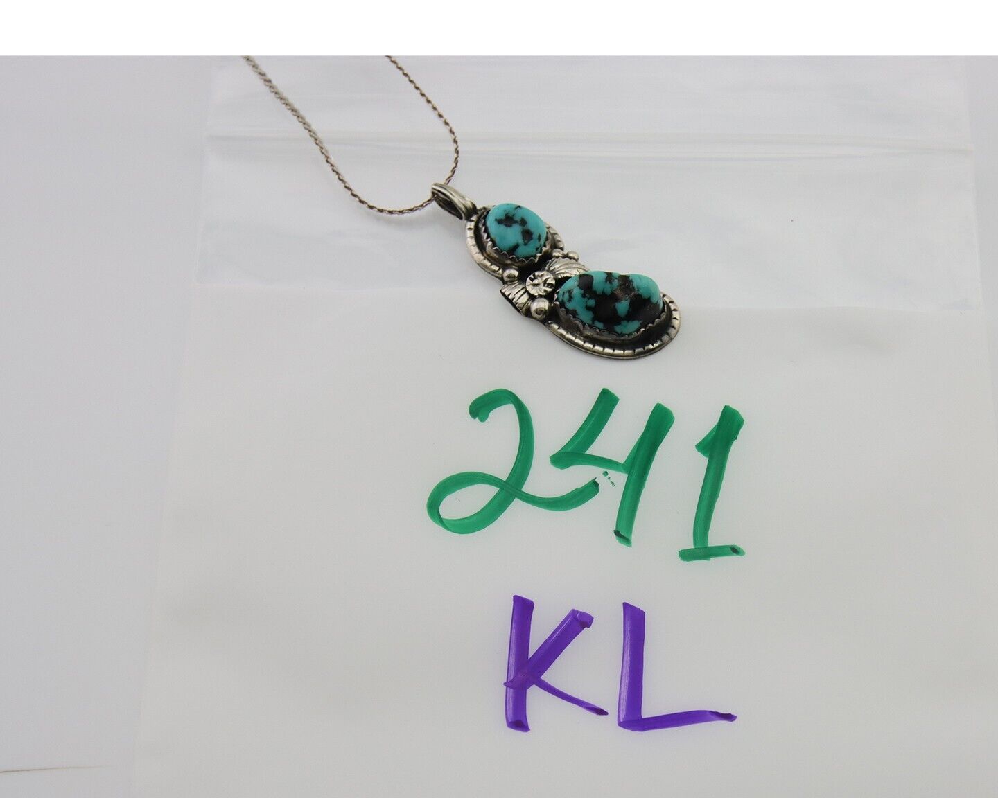 Navajo Necklace 925 Silver Natural Blue Turquoise Artist Signed Tom Willeto C80s