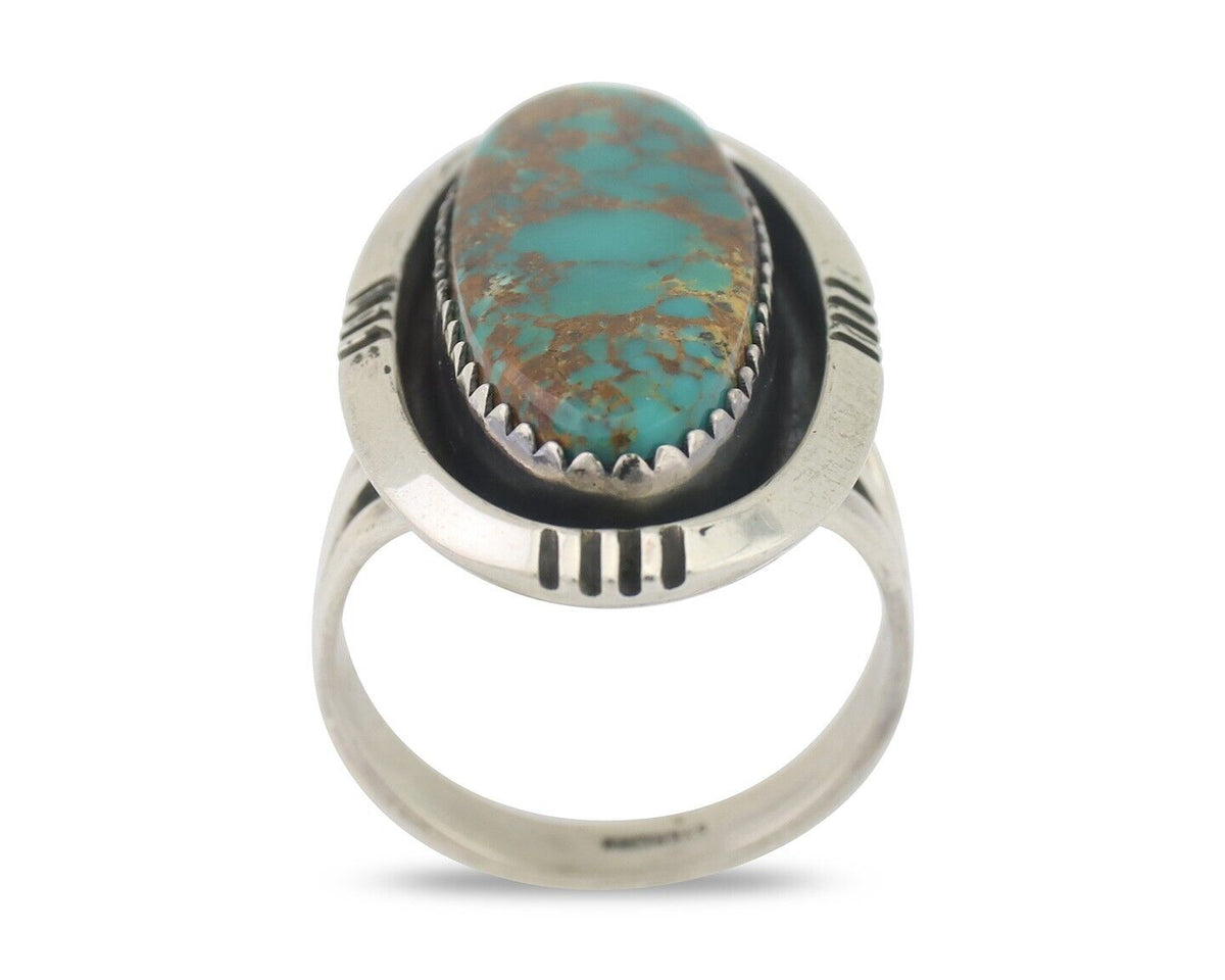 Navajo Ring 925 Silver Natural Blue Turquoise Native American Artist C.80's