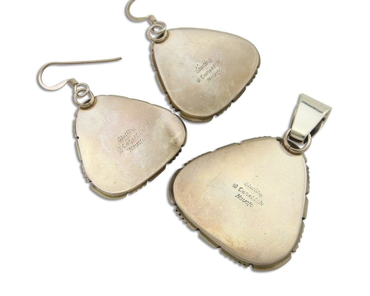 Navajo Pendant Earring Set 925 Silver Lapis Lazuli Signed William Denetdale C80s