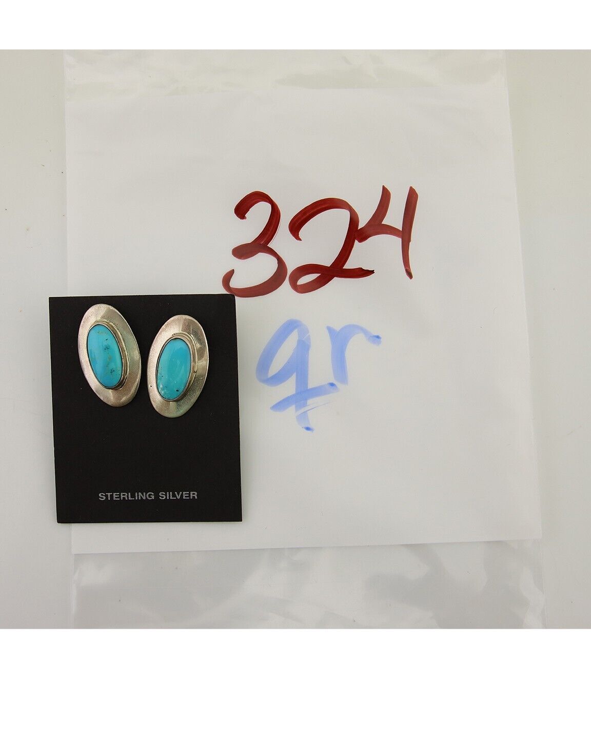 Navajo Earrings 925 Silver Natural Turquoise Native American Artist C.80's