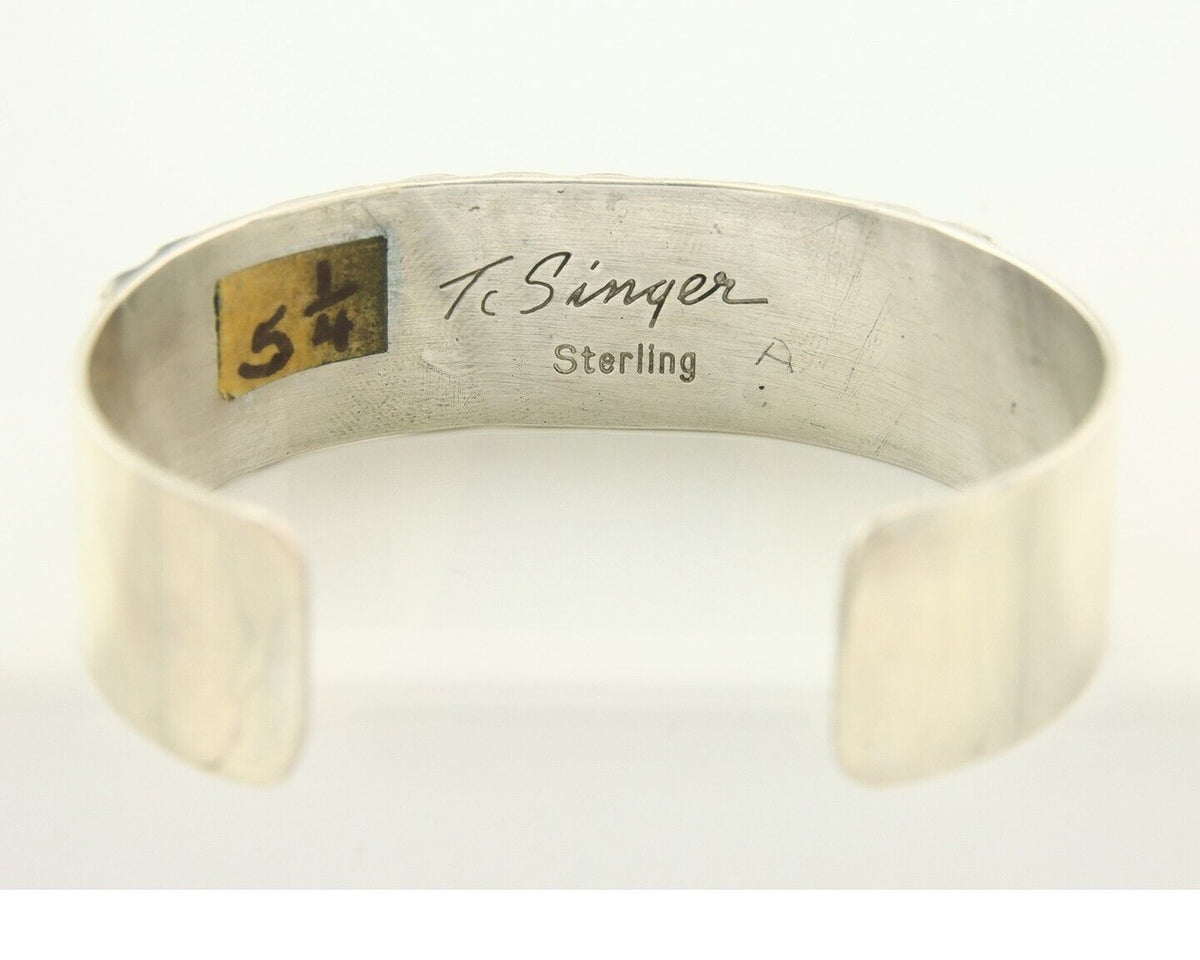 Navajo Bracelet Gold & 925 Silver Handmade 19 mm Wide Signed Thomas Singer C80s