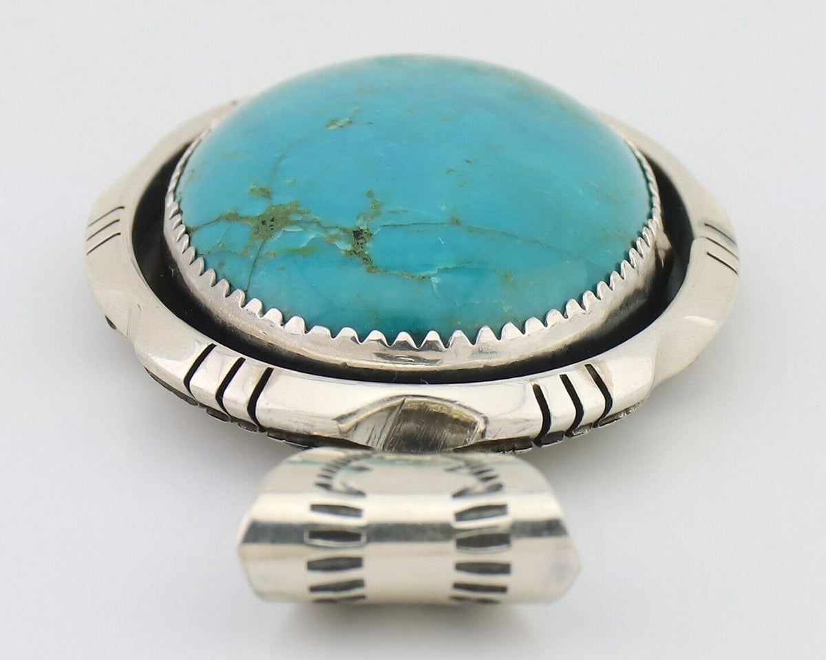 Navajo Pendant 925 Silver Kingman Turquoise Native American Artist C.80's