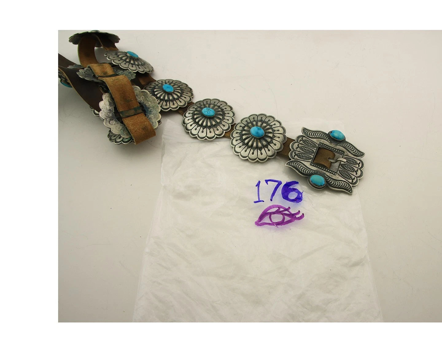 Navajo Concho Belt Sterling Silver Turquoise Vintage Signed H Morgan