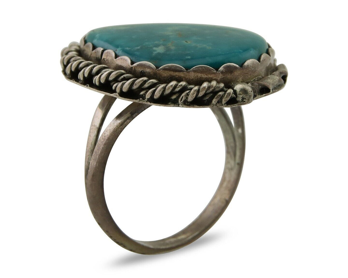 Men Navajo Ring 925 Silver Turquoise Native American Artist C.80's