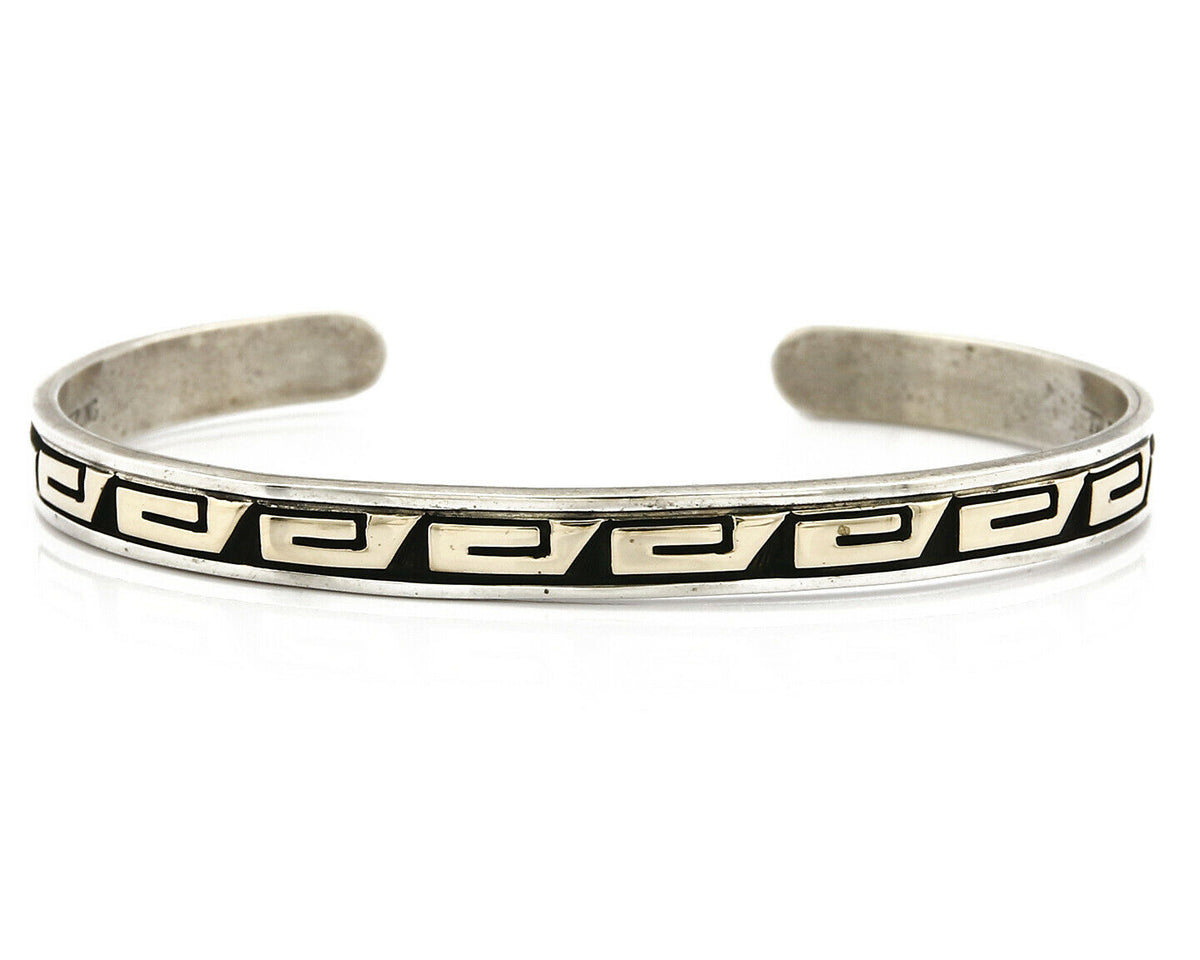 Navajo Mike Begay Bracelet .925 Silver & 14k Solid Gold Cuff C.80's