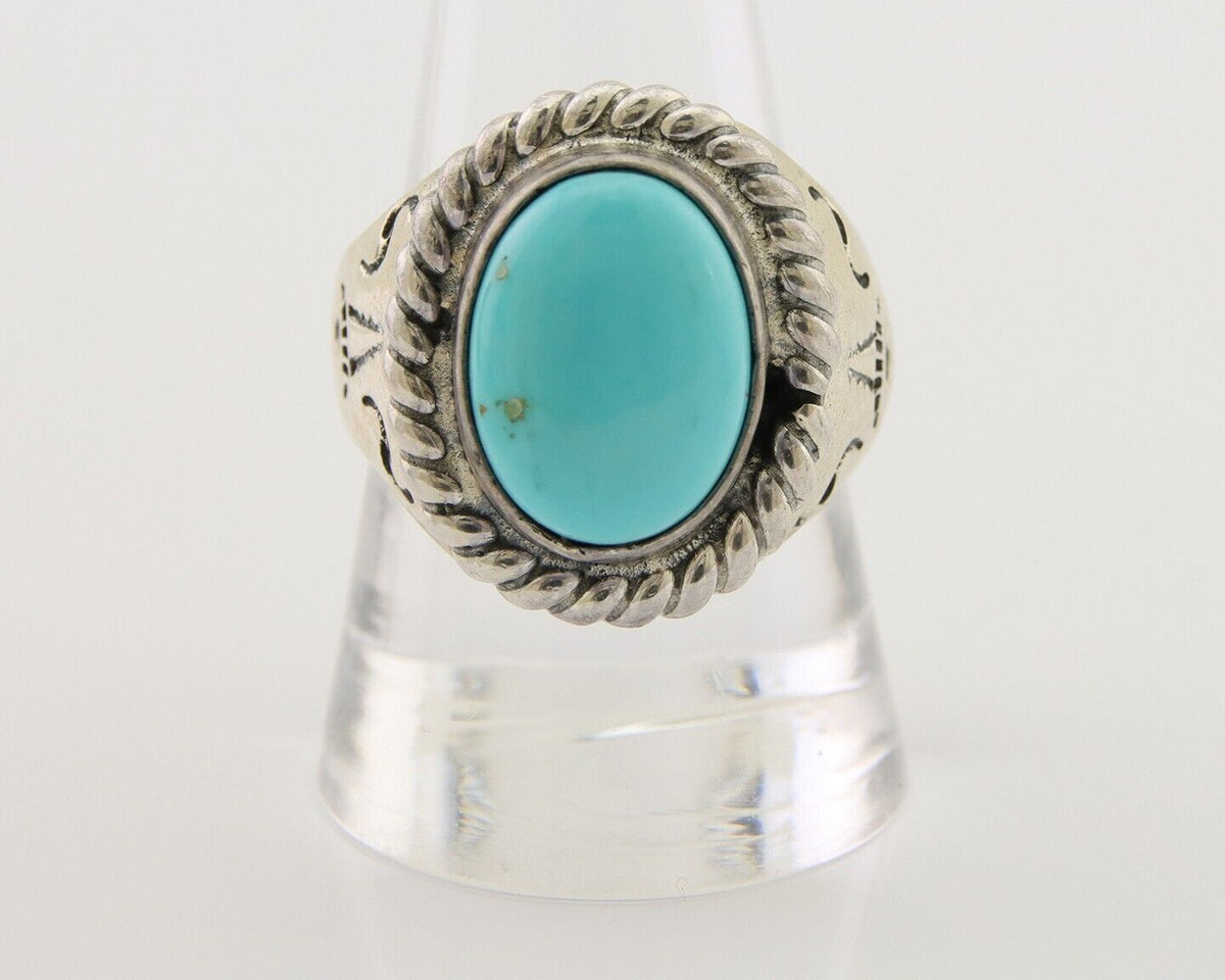 Navajo Ring 925 Silver Natural Blue Turquoise Native American Artist C.80's