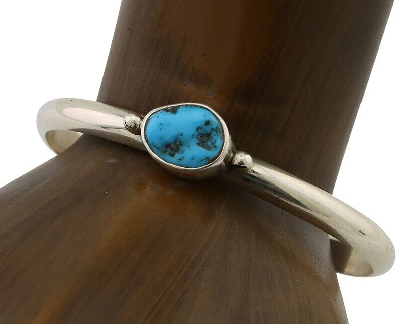 Navajo Cuff Bracelet 925 Silver Natural Blue Turquoise Native American C.80's