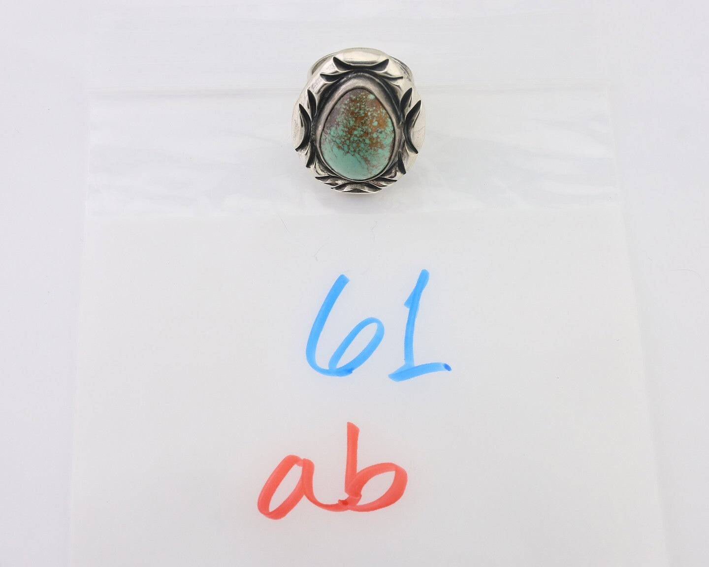 Navajo Ring 925 Silver Kingman Turquoise Native Artist Signed C Montoya C.80's