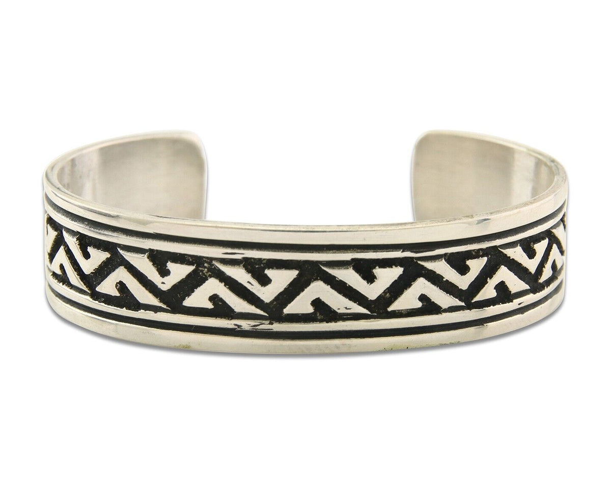 Navajo Bracelet 925 Silver Artist Signed Thomas Singer Cuff Made in the 1980's