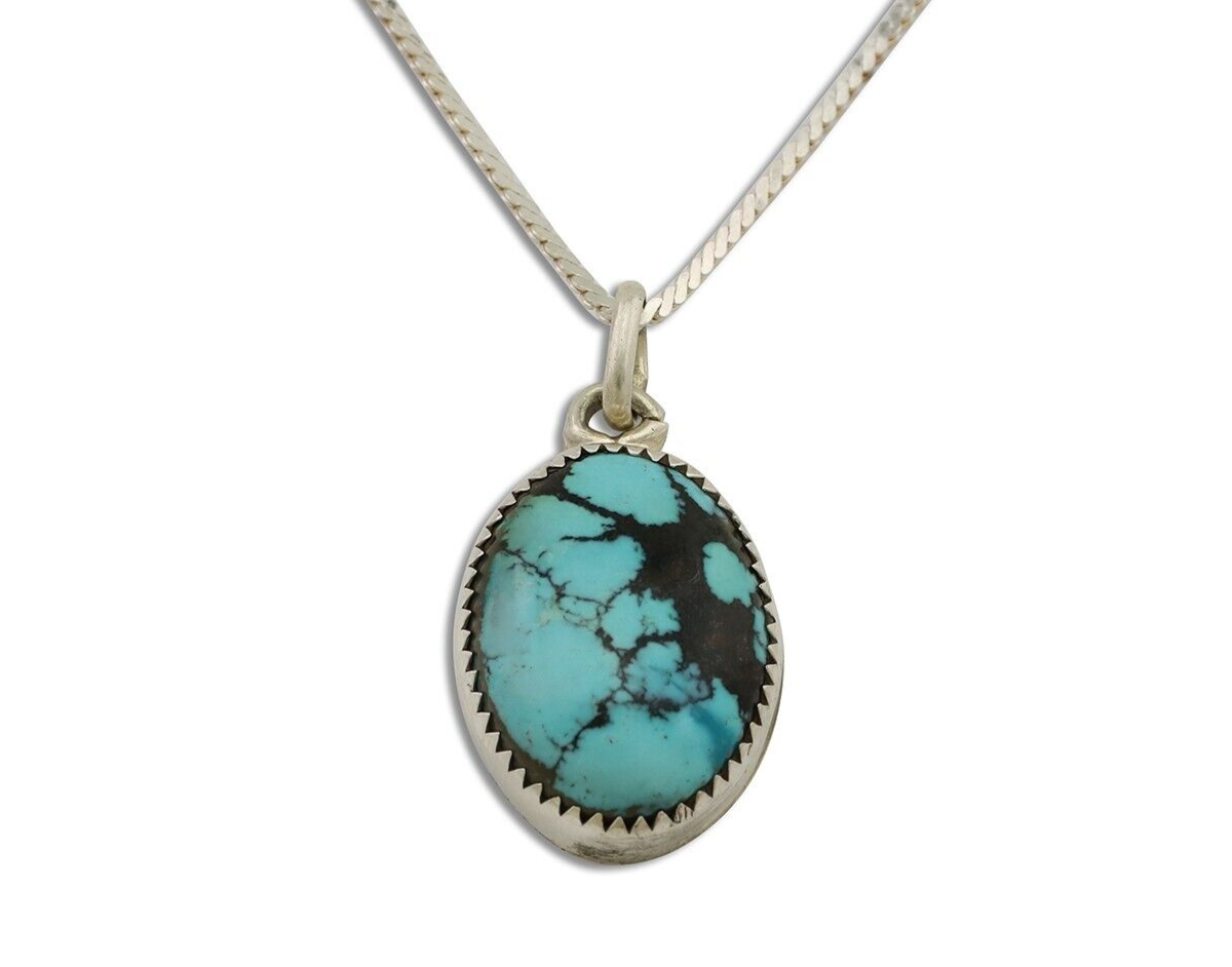 Navajo Turquoise Necklace 925 Silver Native American Artist C.80's