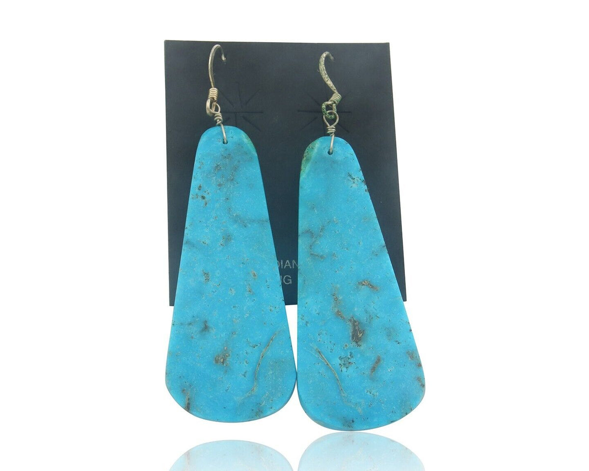 Santo Domingo Earrings 925 Silver Natural Turquoise Native American Artist C80s