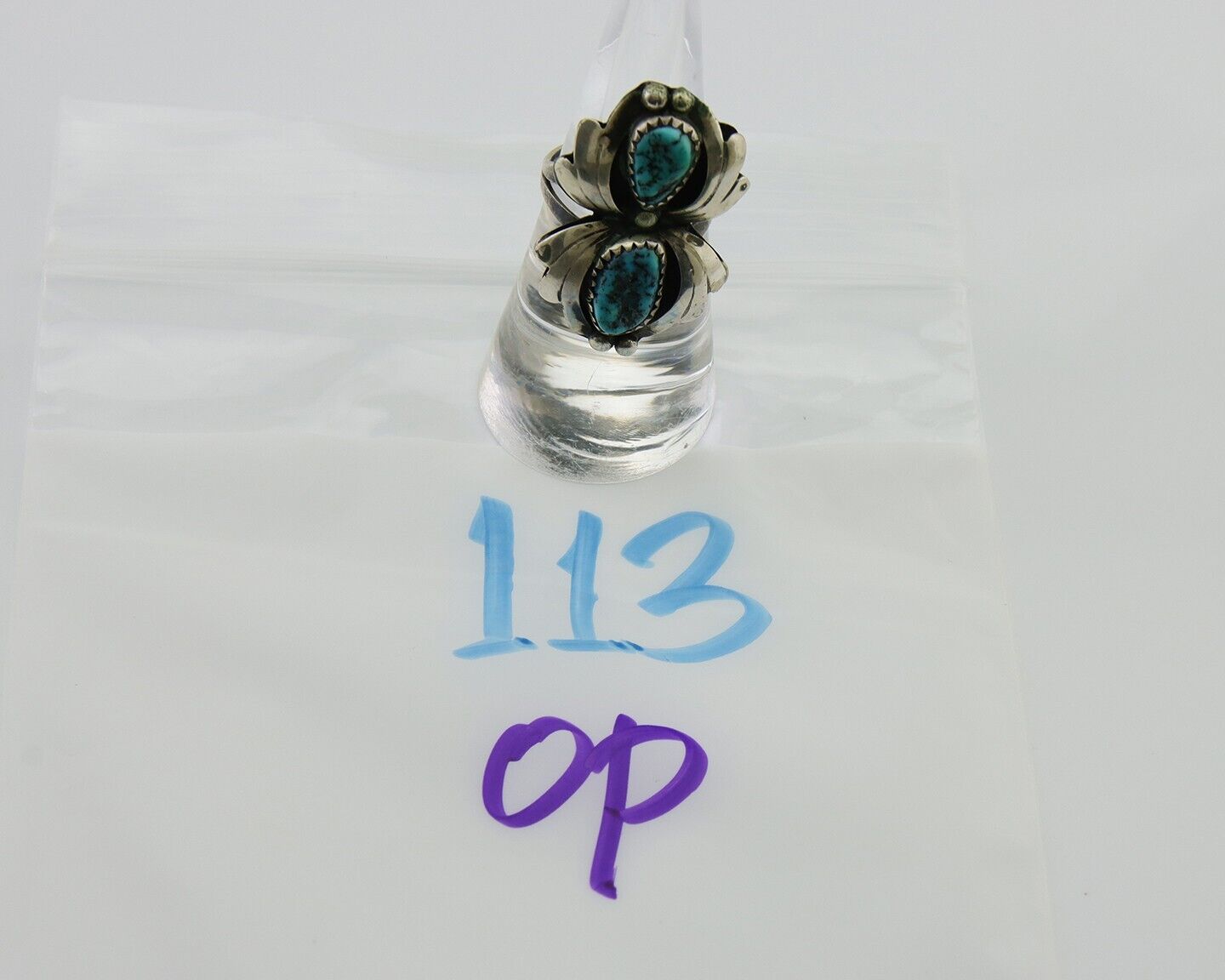Navajo Ring 925 Silver Sea Foam Turquoise Native American Artist C.80's