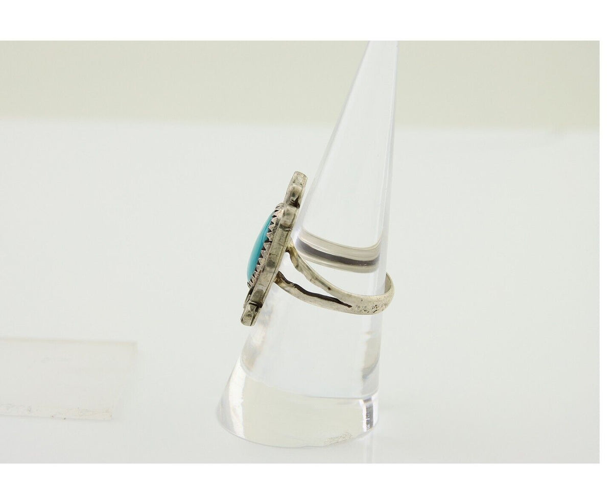 Navajo Handmade Ring 925 Silver Natural Arizona Turquoise Artist C.80's