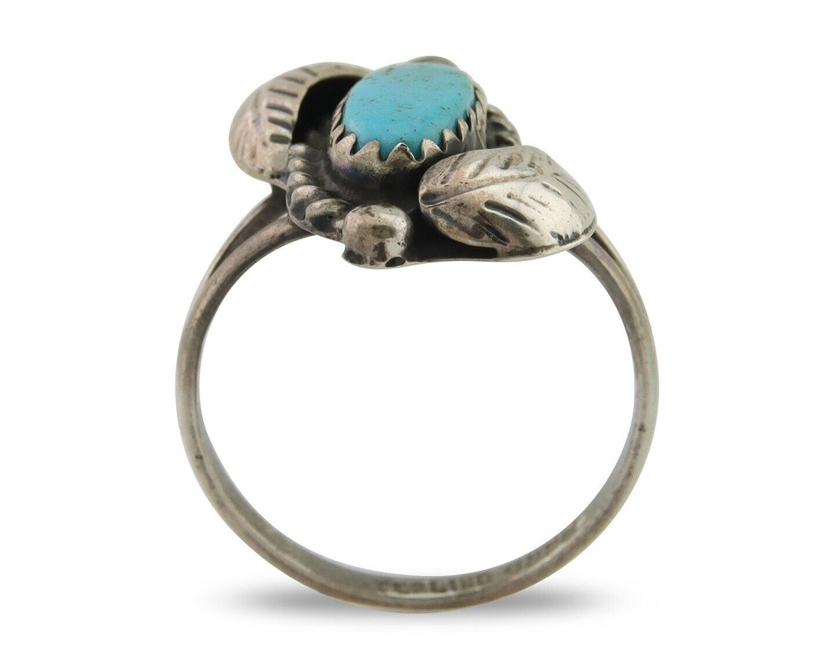 Navajo Ring 925 Silver Natural Blue Turquoise Native American Artist C.80's