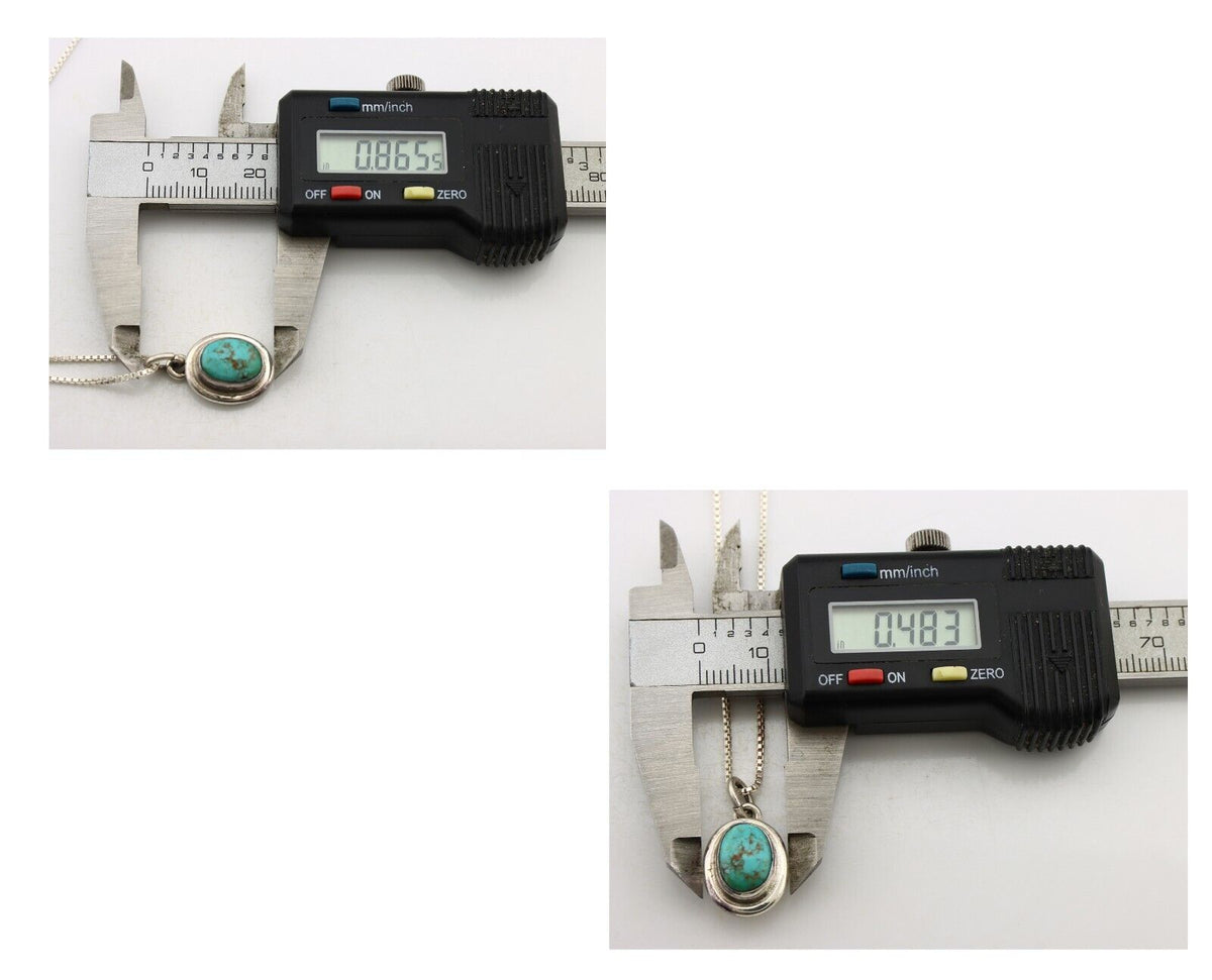 Navajo Necklace 925 Silver Natural Kingman Turquoise Native Artist C.2008