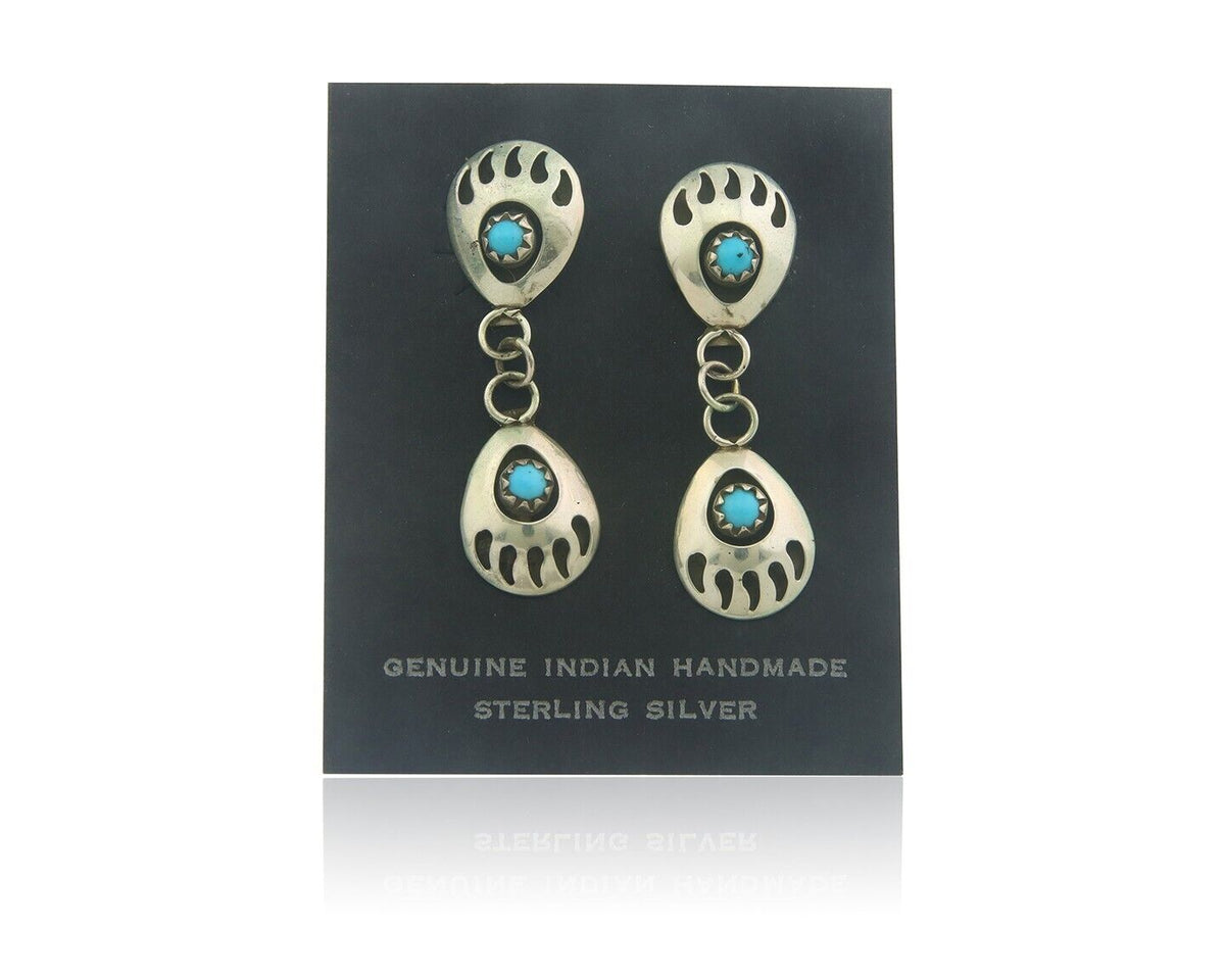 Navajo Earrings 925 Silver Natural Turquoise Native American Artist C80s