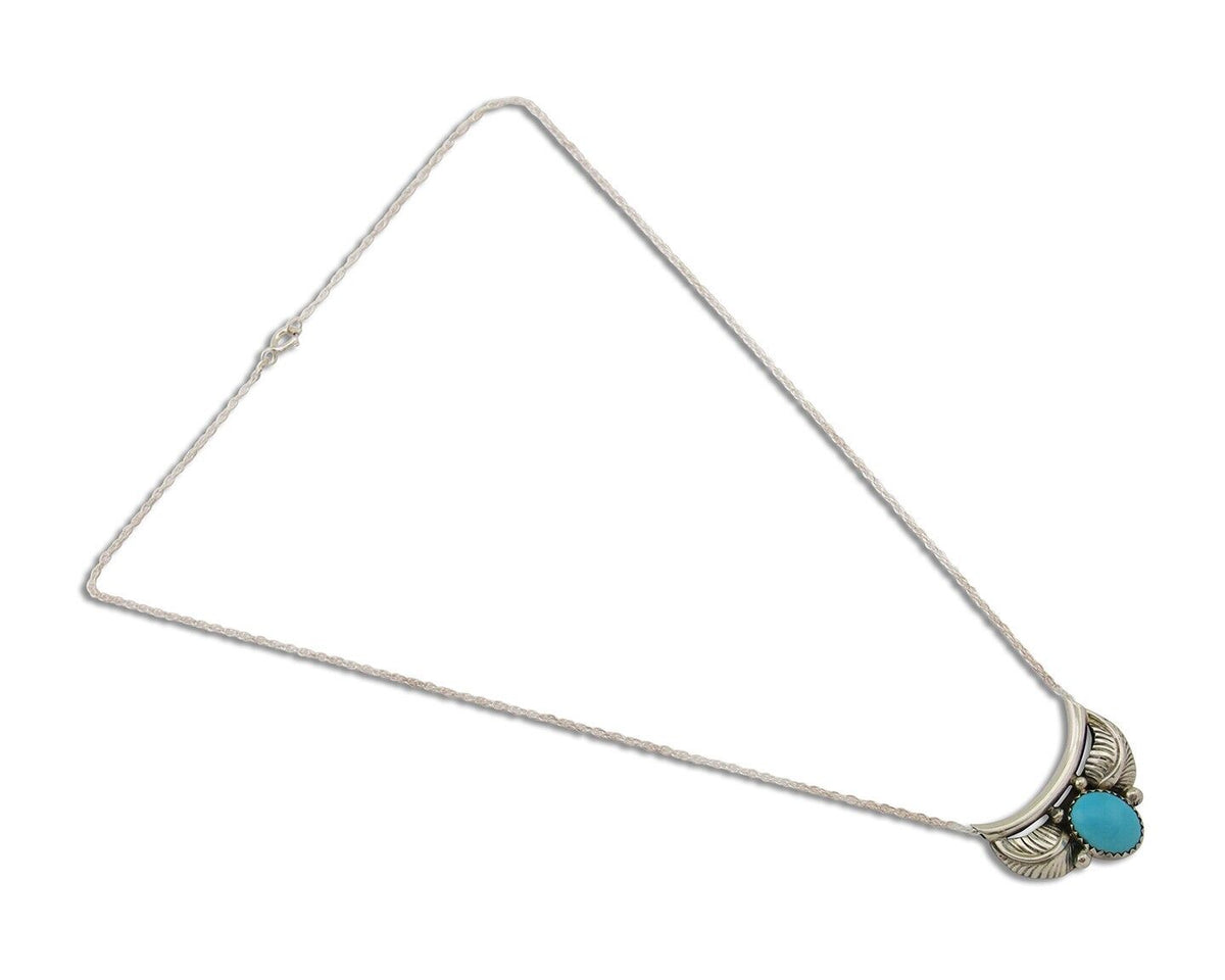 Navajo Turquoise Necklace 925 Silver Signed Eugene Belone C.80's