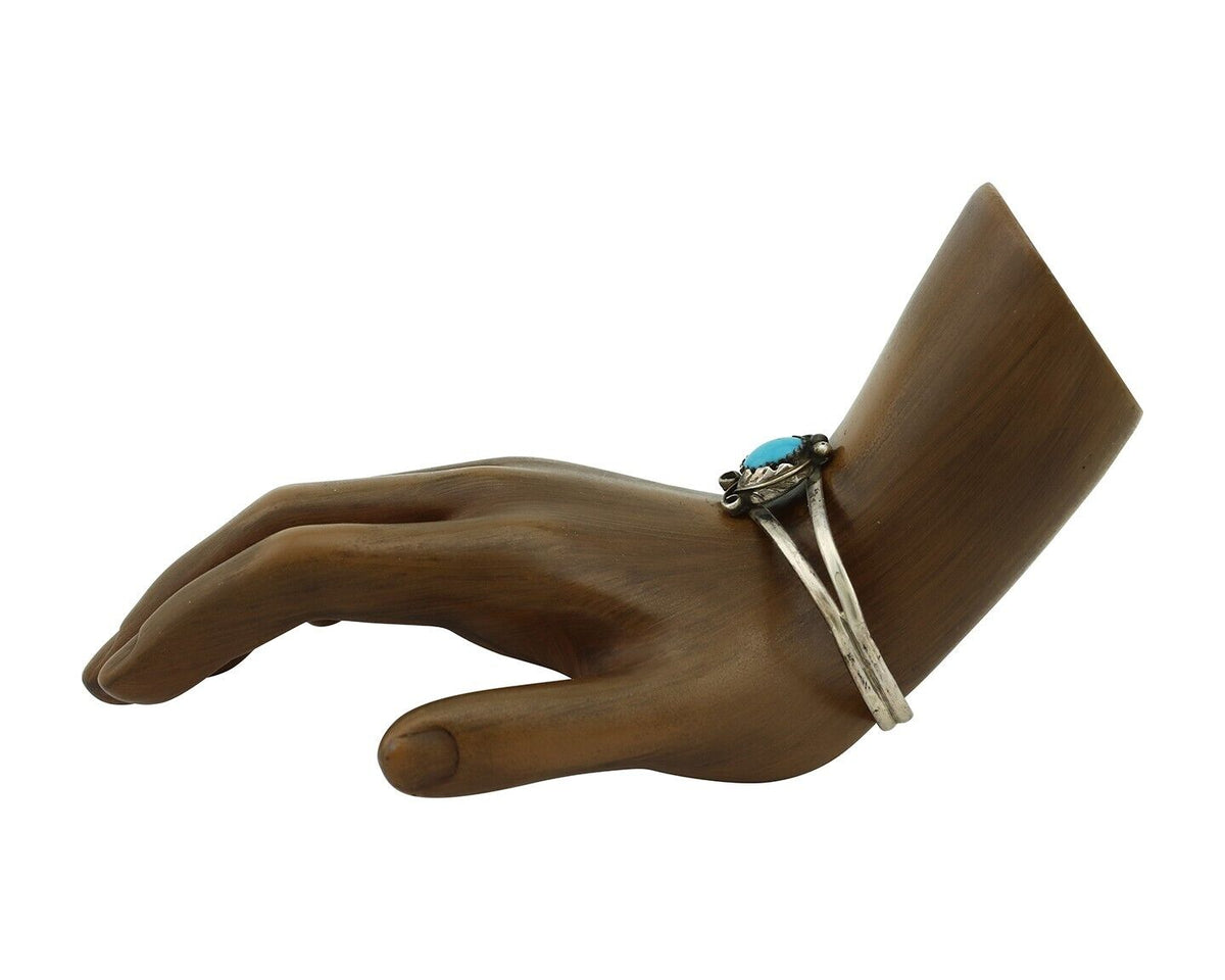 Navajo Slave Bracelet 925 Silver Arizona Turquoise Native American Artist C.80's