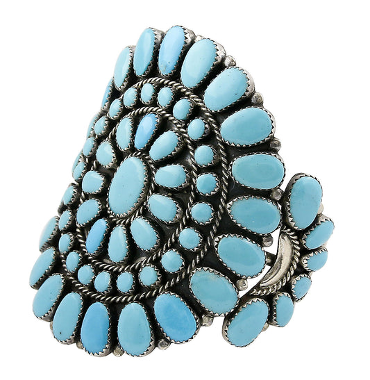 VTG RARE Navajo Natural Blue Turquoise .925 Sterling Silver Cuff Bracelet