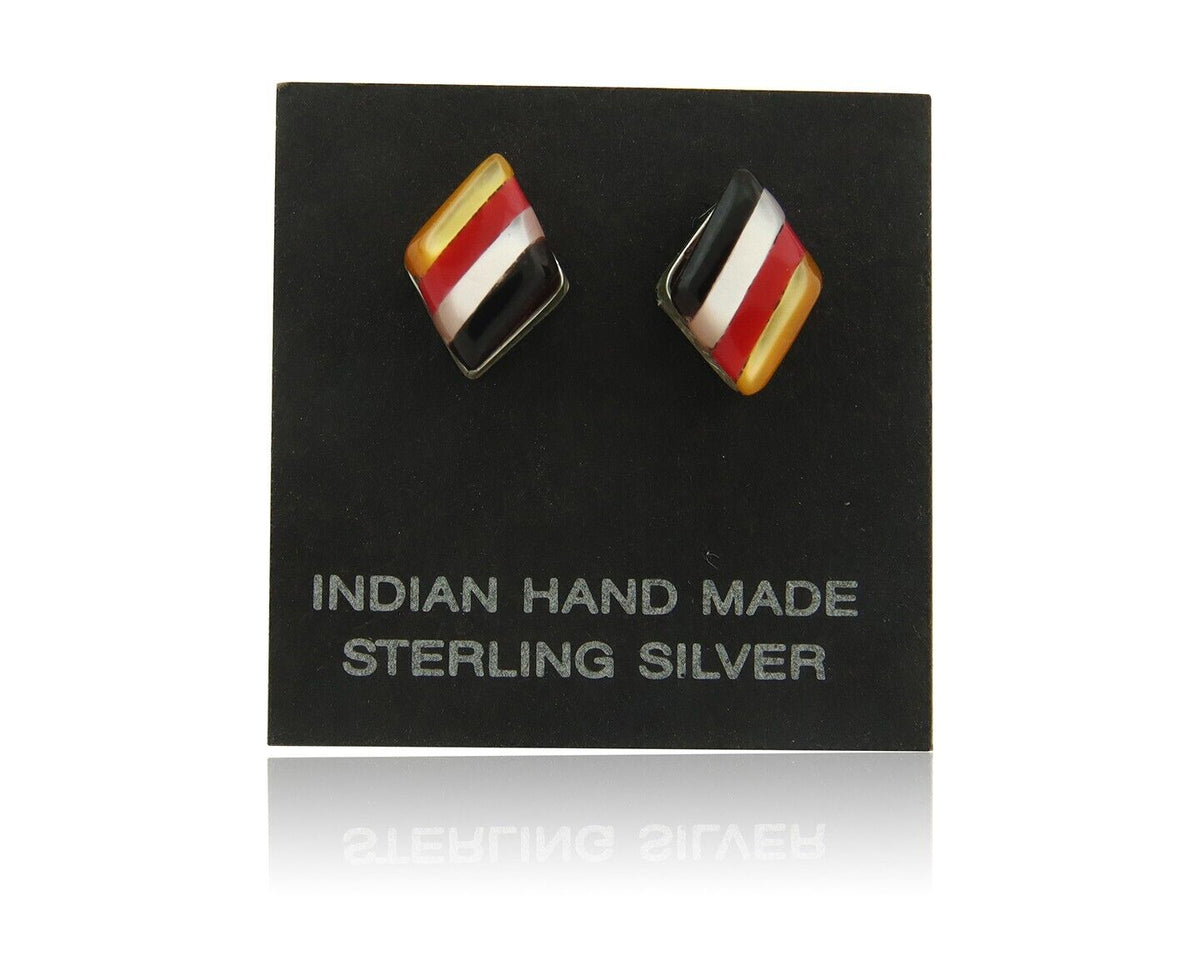 Navajo Earrings 925 Silver Natural Gemstone Native American Artist C.80's