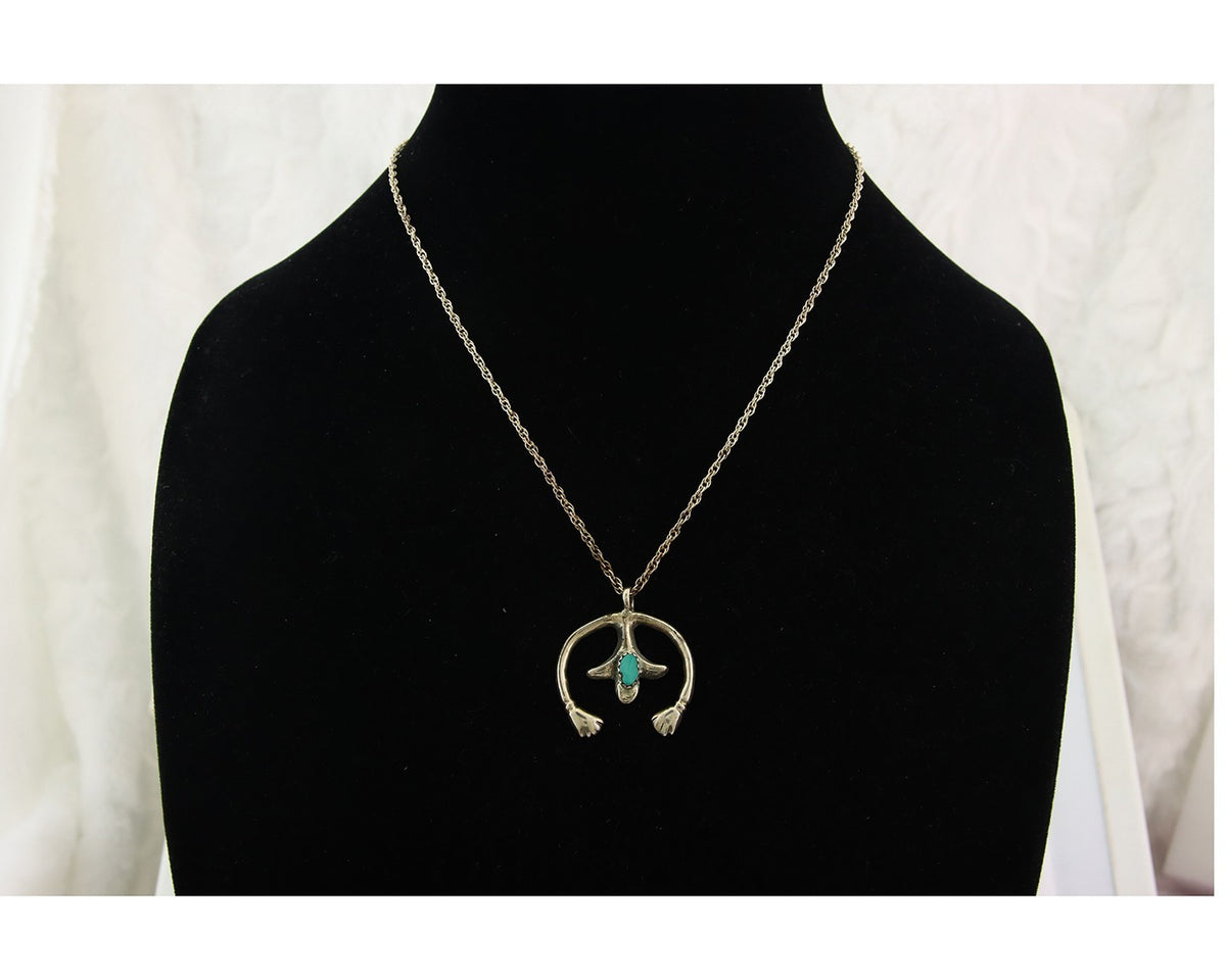 Navajo Naja Necklace Sterling Silver Authentic Natural Turquoise Vintage